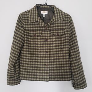 Talbots Wool Jacket in Olive/Green Plaid